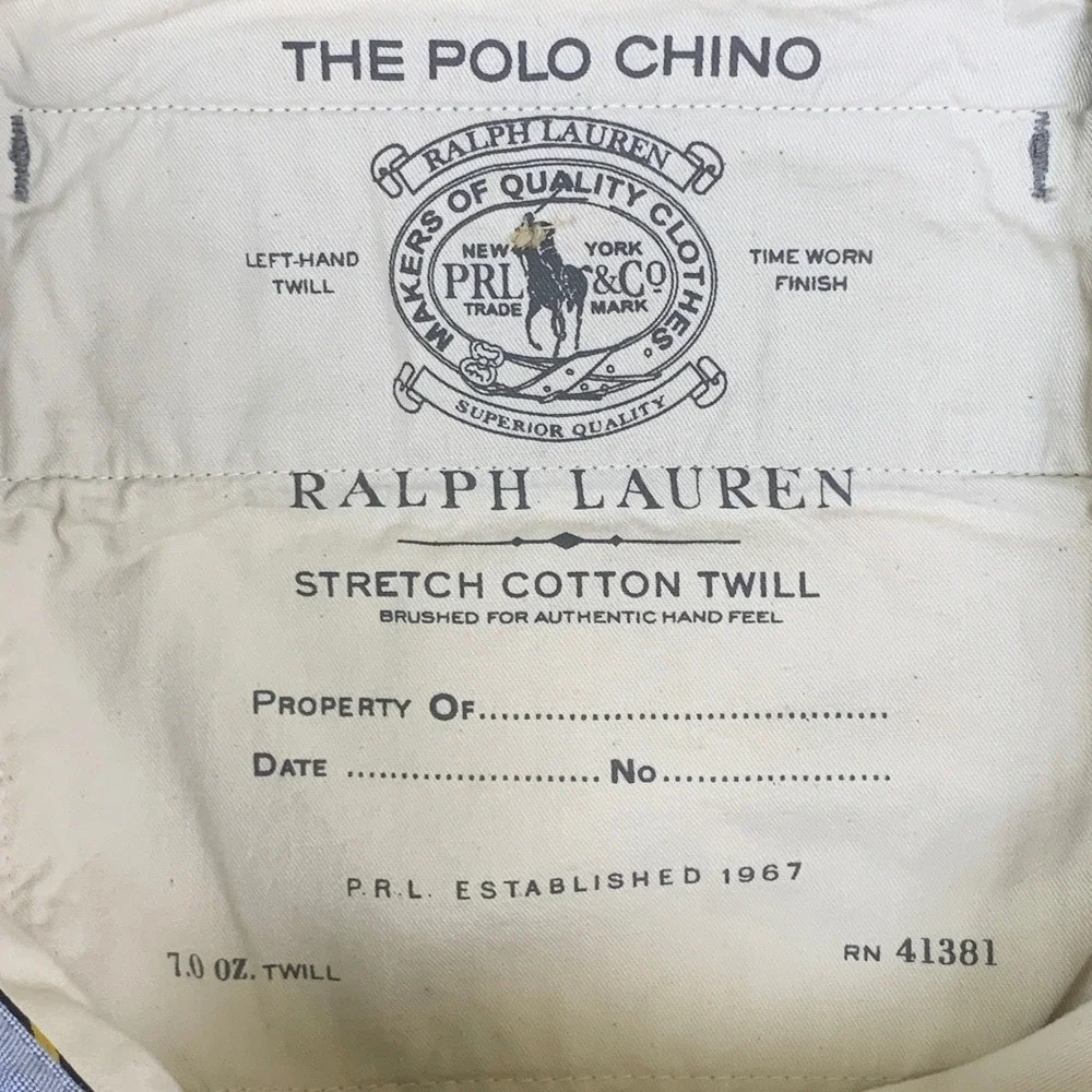 Polo Ralph Lauren Mens Stretch Slim Fit Chino Pants Grey 34x32 Cotton Twill